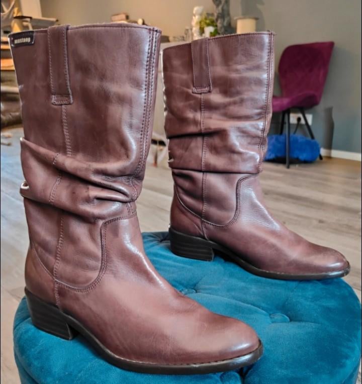 Bruin leren Mustang laarzen maat 37, Kleding | Dames, Schoenen, Ophalen of Verzenden, Zo goed als nieuw, Bruin, Hoge laarzen