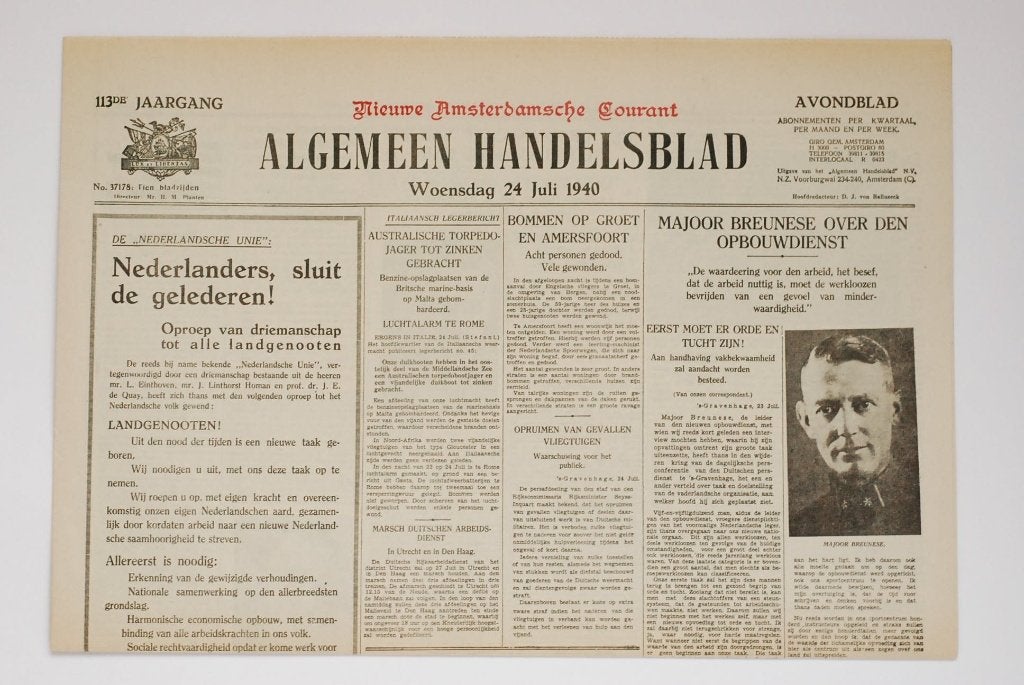 Krant Algemeen Handelsblad 24 Juli 1940 WOII | Heruitgave, Zo goed als nieuw, Verzenden, Amsterdam, Overige soorten