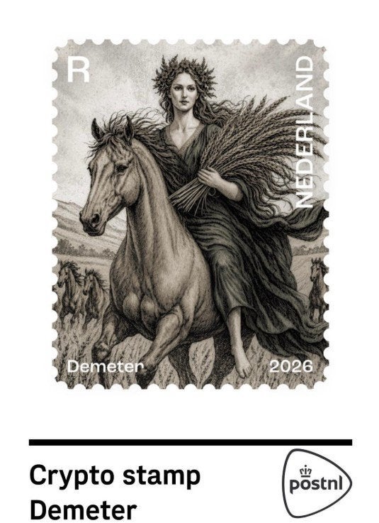 cryptostamp NL 2026 / Demeter zwart, Ophalen of Verzenden, Na 1940, Postfris