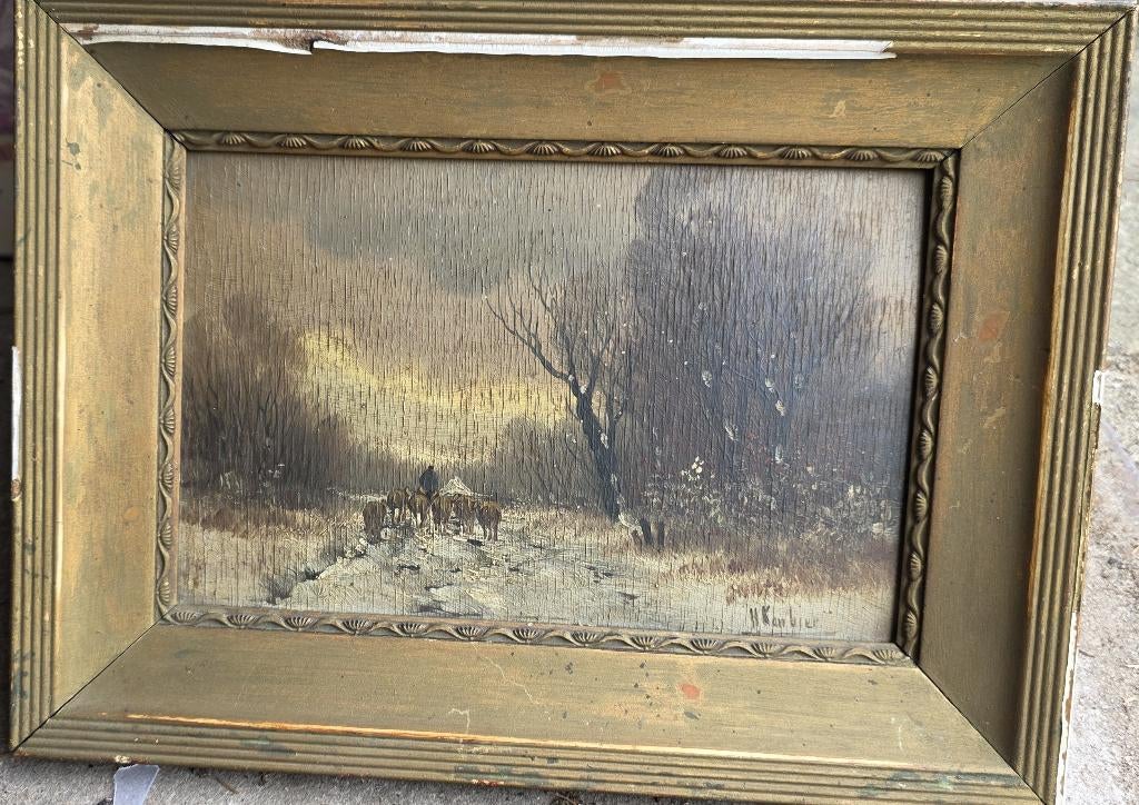 schilderij sneeuwlandschap, Antiek en Kunst, Ophalen