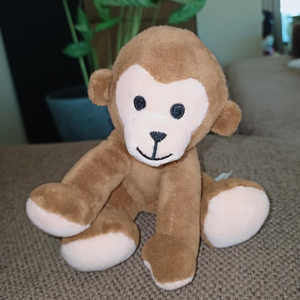 Hema bruin velours aapje, beige gezicht en voeten, Kinderen en Baby's, Speelgoed | Knuffels en Pluche, Hema, Ophalen of Verzenden