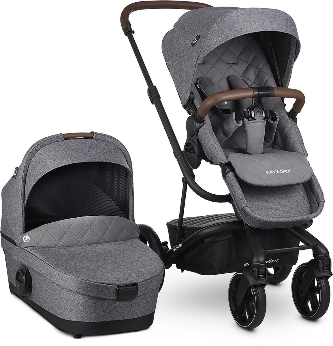 Easywalker Harvey3 Premium kinderwagen Diamond Grey, Zo goed als nieuw, Combiwagen, Met reiswieg, Ophalen