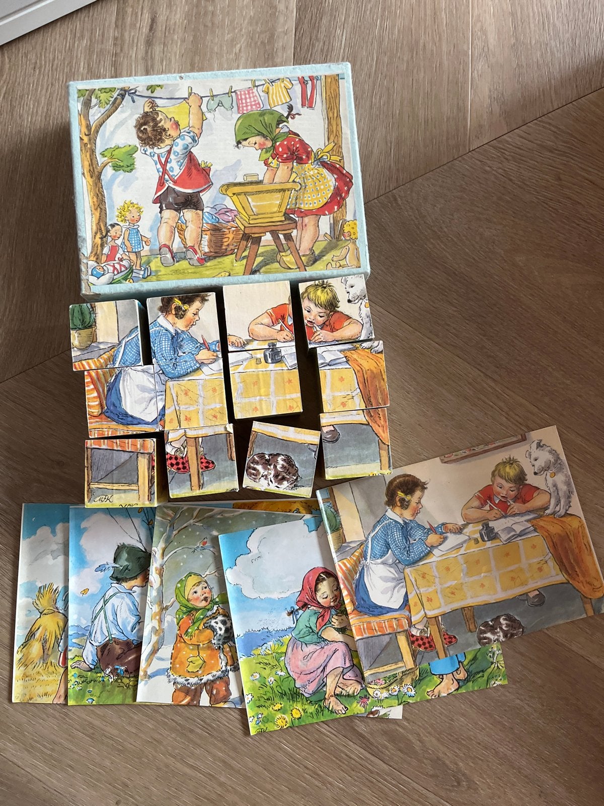 Vintage Houten Blokken Puzzel - Jaren '50 Kinderprenten, Gebruikt, 10 tot 50 stukjes, Ophalen of Verzenden, Van hout