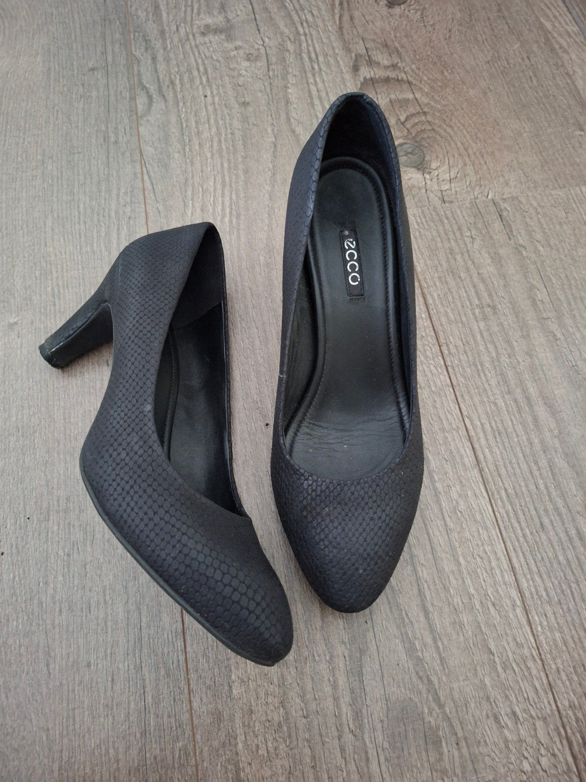 Nette zwarte leren hakkenschoenen Ecco maat 41, Ecco, Zwart, Ophalen of Verzenden, Zo goed als nieuw