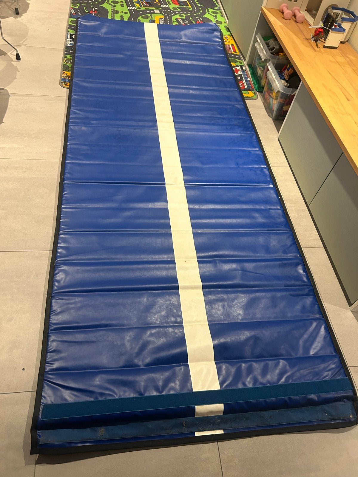 Turnmat Janssen en Fritsen - 3 meter, Sport en Fitness, Turnen, Ophalen, Gebruikt, Maat 36 t/m 42, Blauw