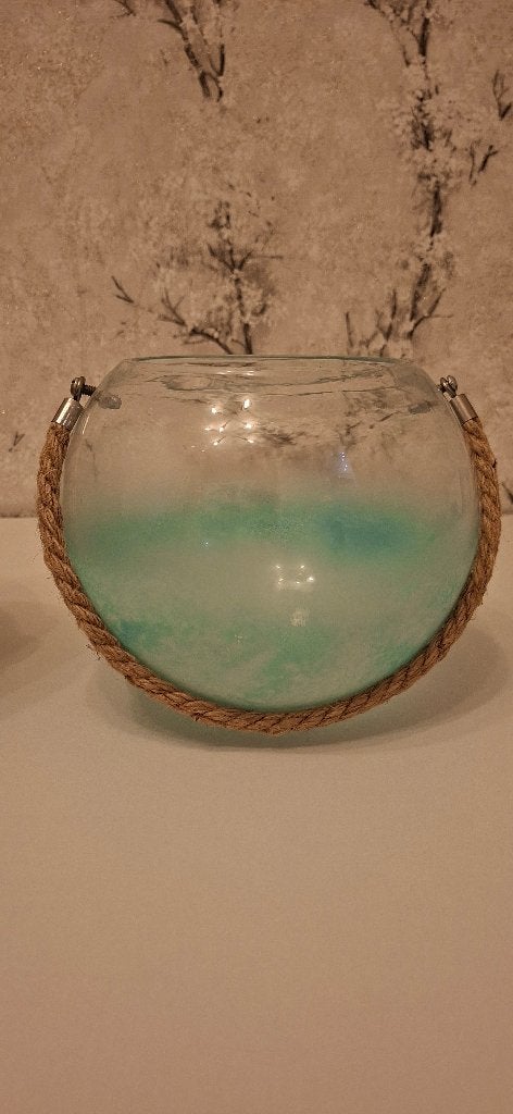 Windlicht, Ophalen, Windlicht, Blauw, Glas