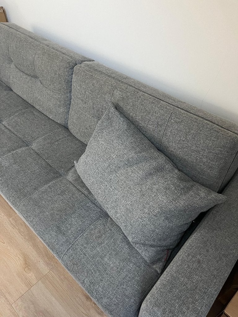 Slaapbank met poef/loveseat functie - Grijs, Huis en Inrichting, Ophalen, Gebruikt, Driepersoons, 75 tot 100 cm