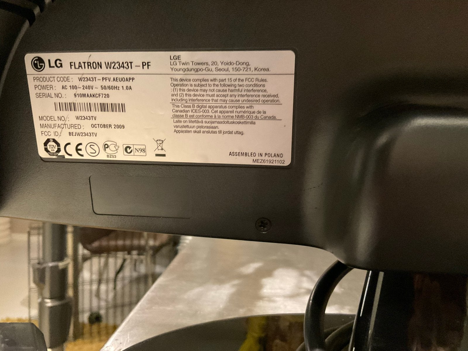 LG Flatron W2343T-PF Monitor - gebruikt, Ophalen, Gebruikt, Full HD, DVI