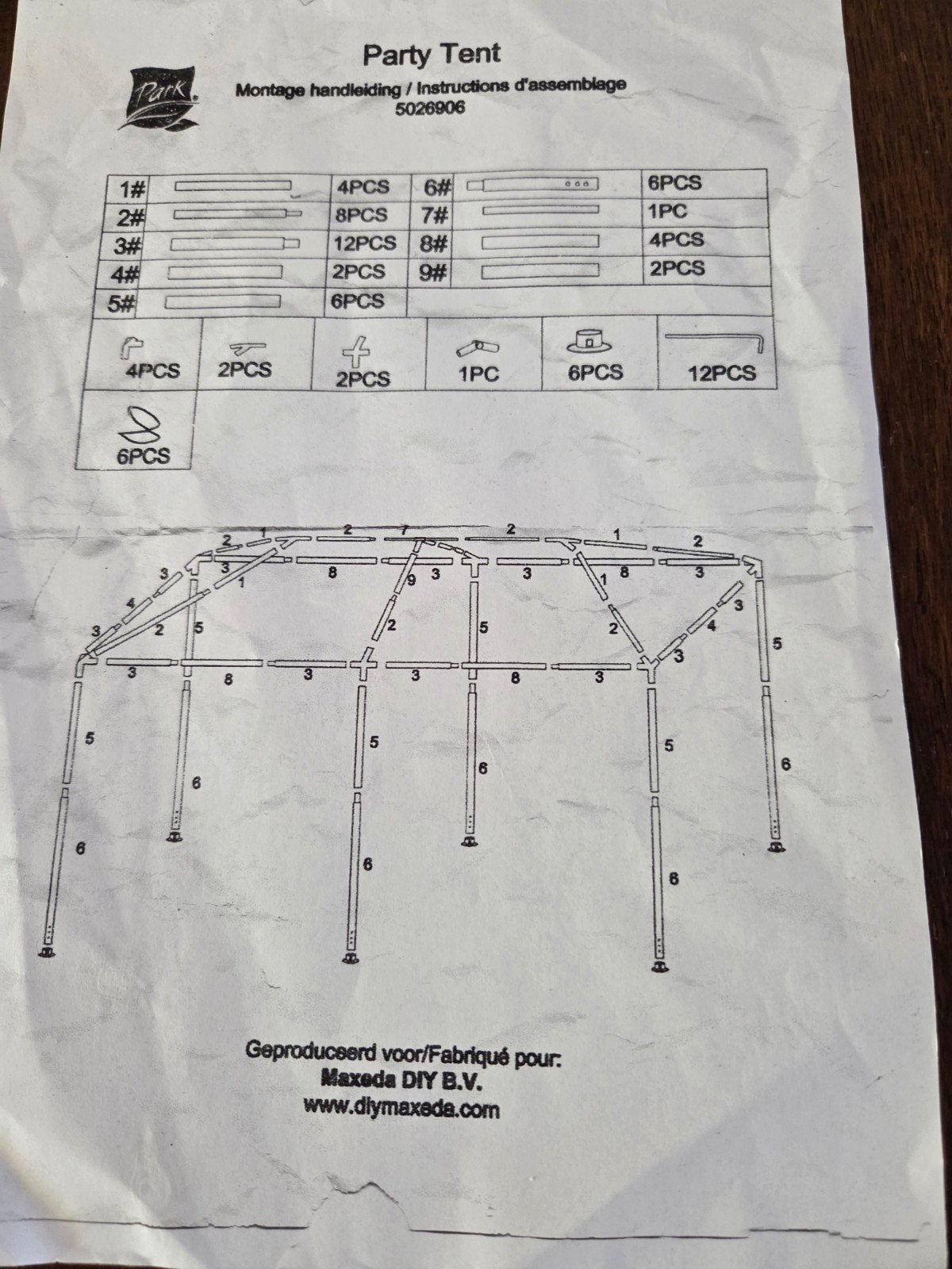 Partytent - Montage handleiding/Instructions d'assemblage, Tuin en Terras, Partytenten, Nieuw, Partytent, 2 meter of meer, 5 tot 8 meter
