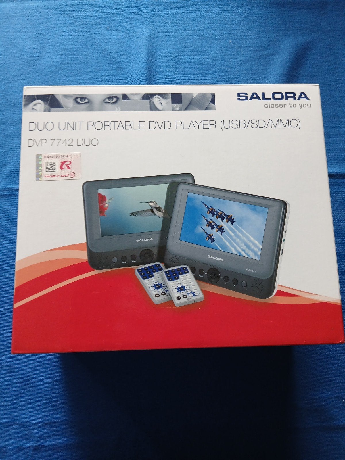Salora DVP 7742 DUO Draagbare DVD Speler met Dubbel Scherm, Draagbaar, Ophalen of Verzenden, Zo goed als nieuw, Overige merken