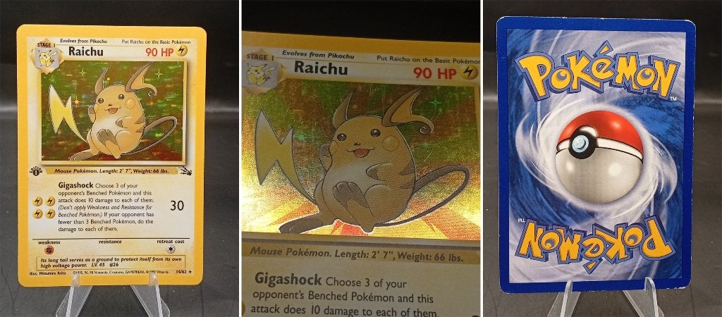 Raichu Fossil 1st edition (FO 14) - Good, Ophalen of Verzenden, Gebruikt, Losse kaart