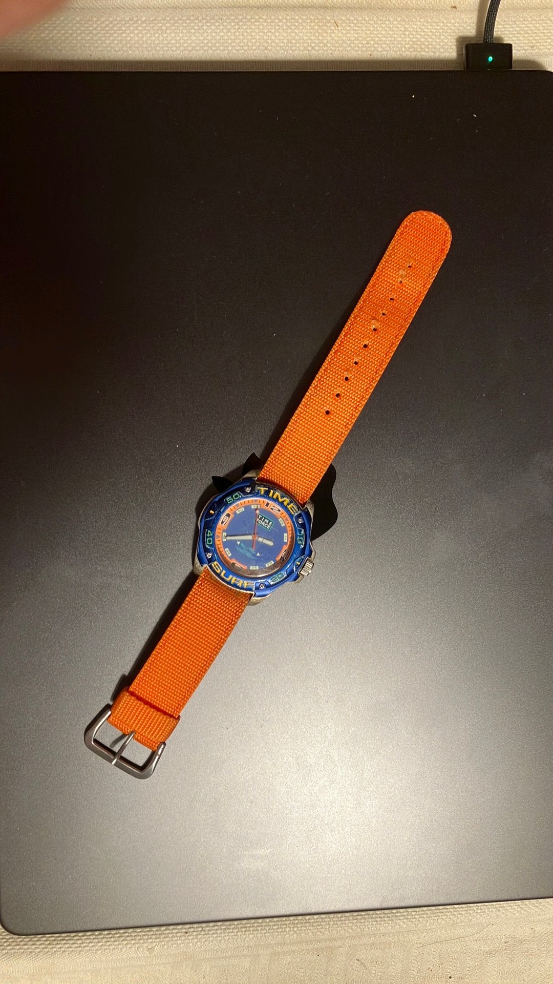 Waterdicht ‘time force’ SURF horloge., Ophalen of Verzenden, Gebruikt, Oranje, Jongen of Meisje