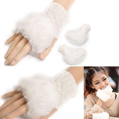 Modieuze Vingerloze Hand- Pols Warmers met Konijnen-Bont, Verzenden, Nieuw, Maat 38/40 (M), Handschoenen