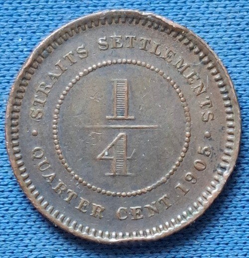 Straits Settlements ¼ cent 1905 Km 17, Verzenden, Zuidoost-Azië, Losse munt
