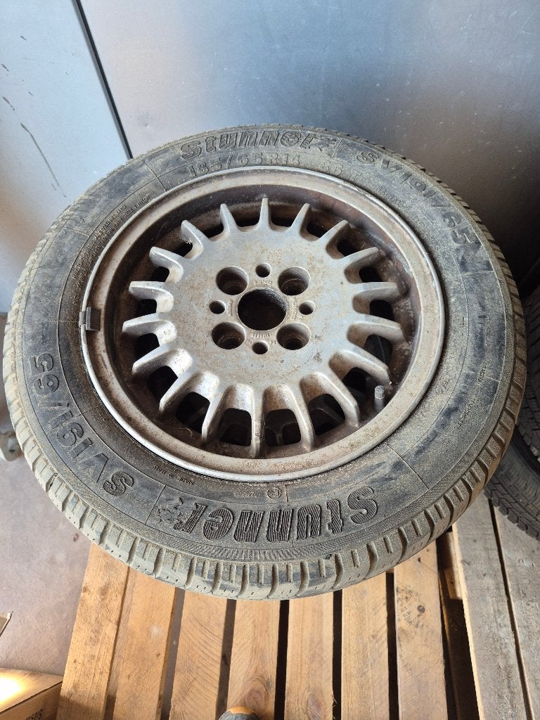 Aluminium velgen met banden voor BMW 2002 oldtimer, Auto-onderdelen, Ophalen, 14 inch, Gebruikt, Banden en Velgen