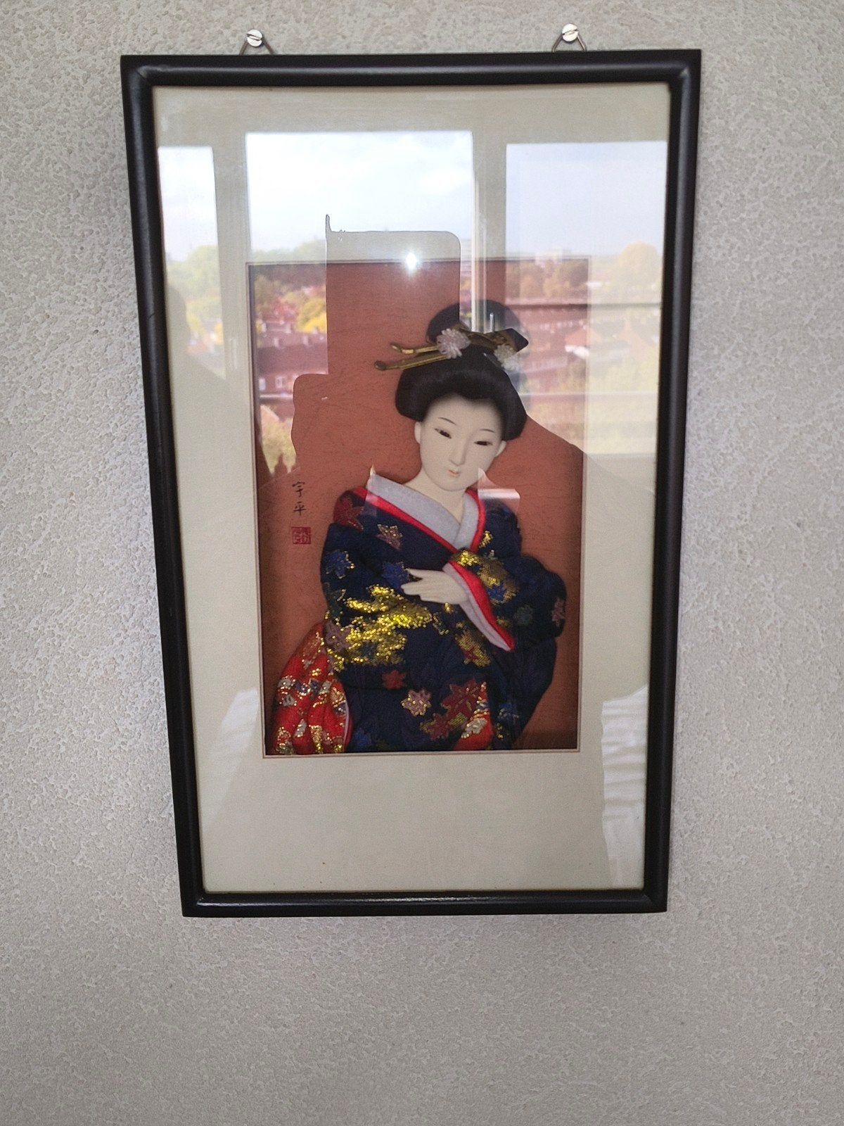 Wandlijst 3D Chinese vrouw, Minder dan 50 cm, Oorspronkelijke maker, Ophalen of Verzenden, Zo goed als nieuw