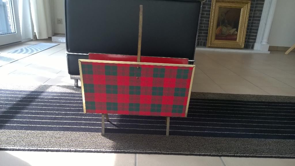 Vintage kranten houder met geruite stof, Antiek en Kunst, Ophalen of Verzenden