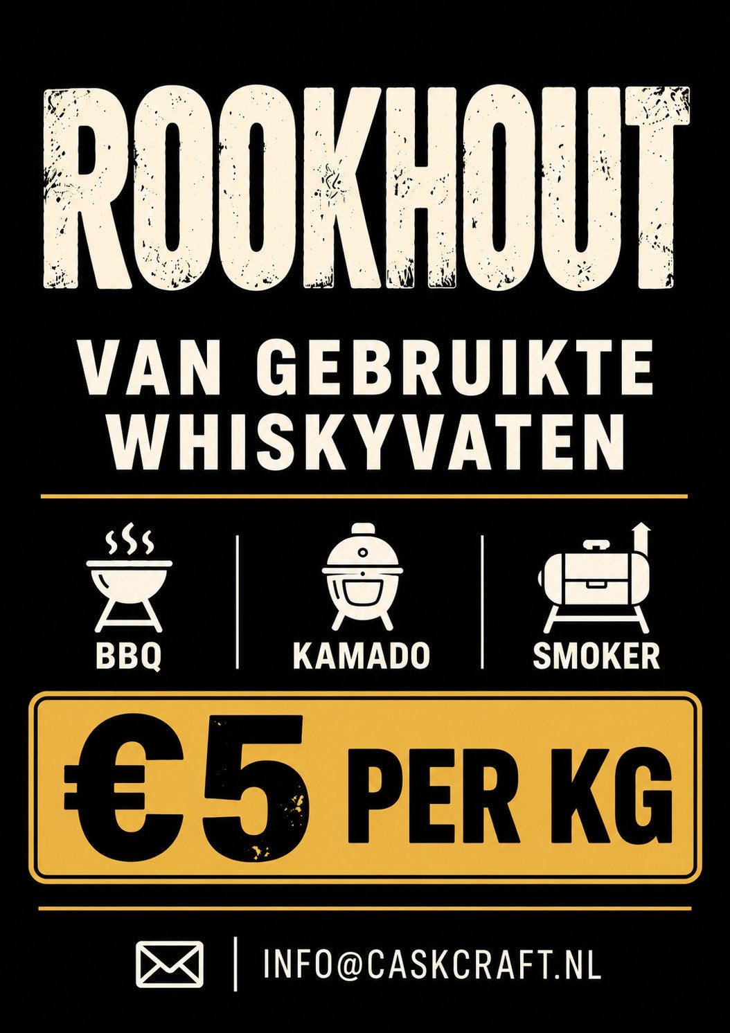 Echt Whiskyvat Rookhout voor BBQ, Kamado & Smoker – €5/kg, Ophalen, Nieuw