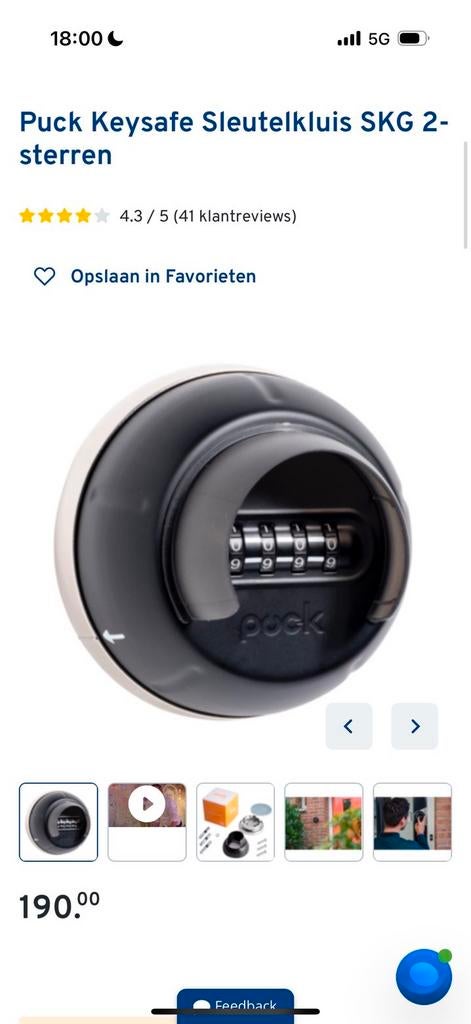 Puck sleutelkluis, Ophalen of Verzenden, Zo goed als nieuw, Slot