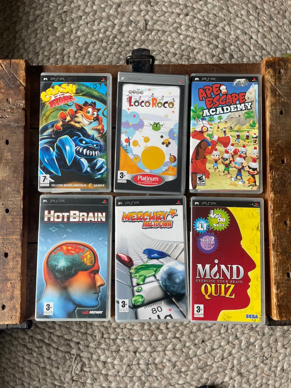 PSP Games Bundel: Crash, LocoRoco, Ape Escape + 3, 1 speler, Ophalen of Verzenden, Zo goed als nieuw, Vanaf 3 jaar