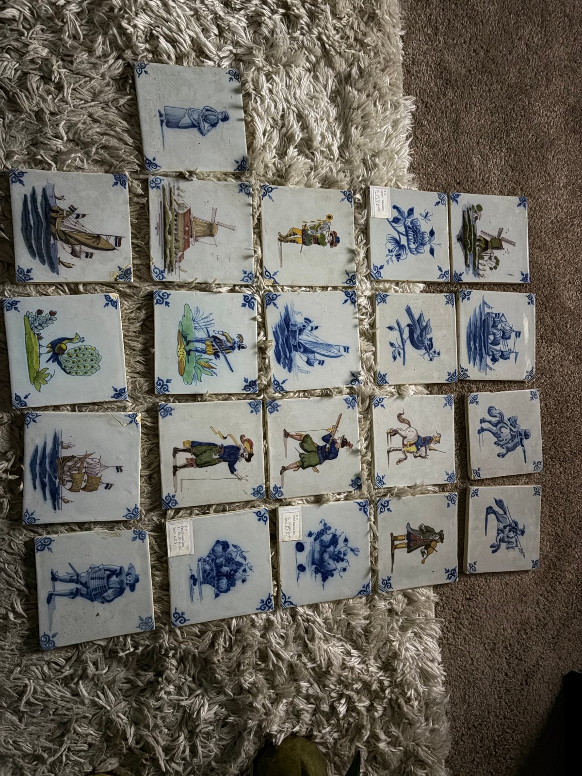 1 koop Antieke Delftse blauwe tegels (17 goed, 4 beschadigd), Ophalen