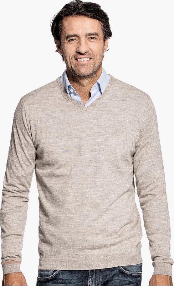Joe Merino - vhals - L - desert beige - nieuwstaat, Kleding | Heren, Truien en Vesten, Maat 52/54 (L), Joe Merino, Beige, Ophalen of Verzenden