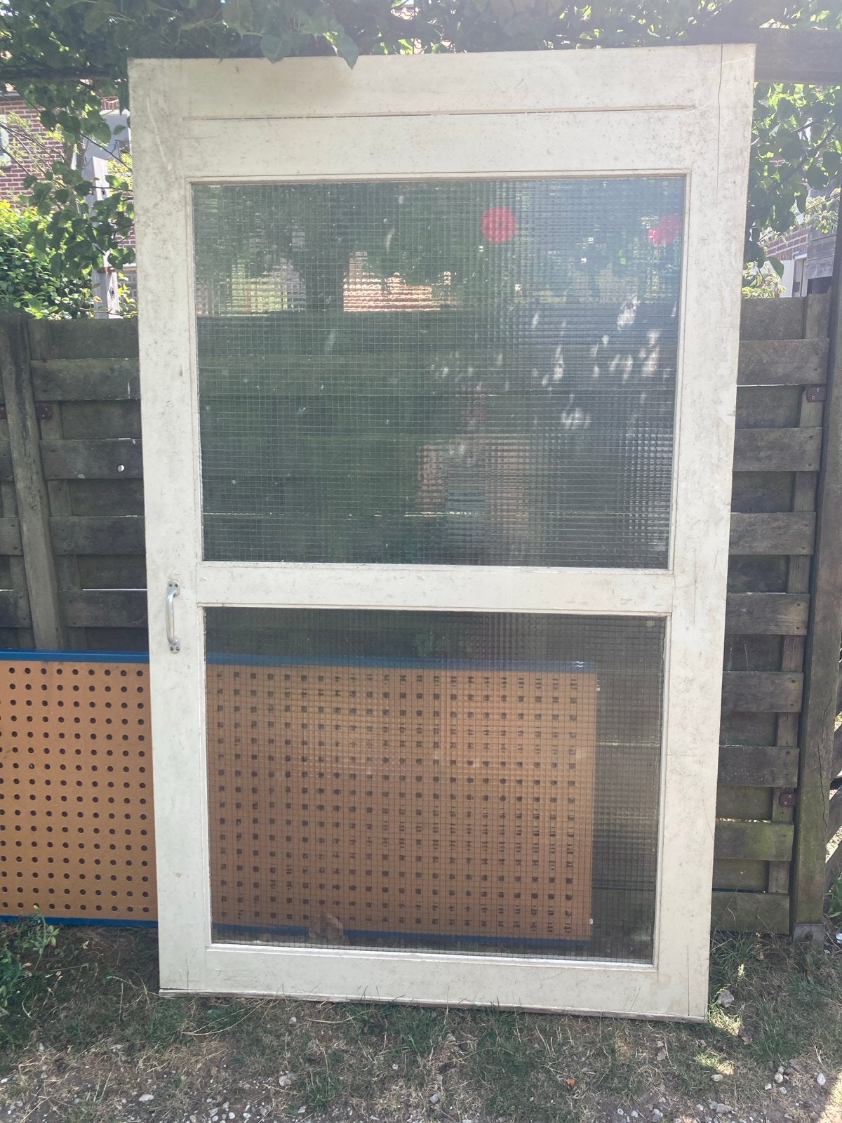 Oude schuifdeur met glas - Teab, Doe-het-zelf en Verbouw, Deuren en Horren, Ophalen, Gebruikt, 80 tot 100 cm, Binnendeur