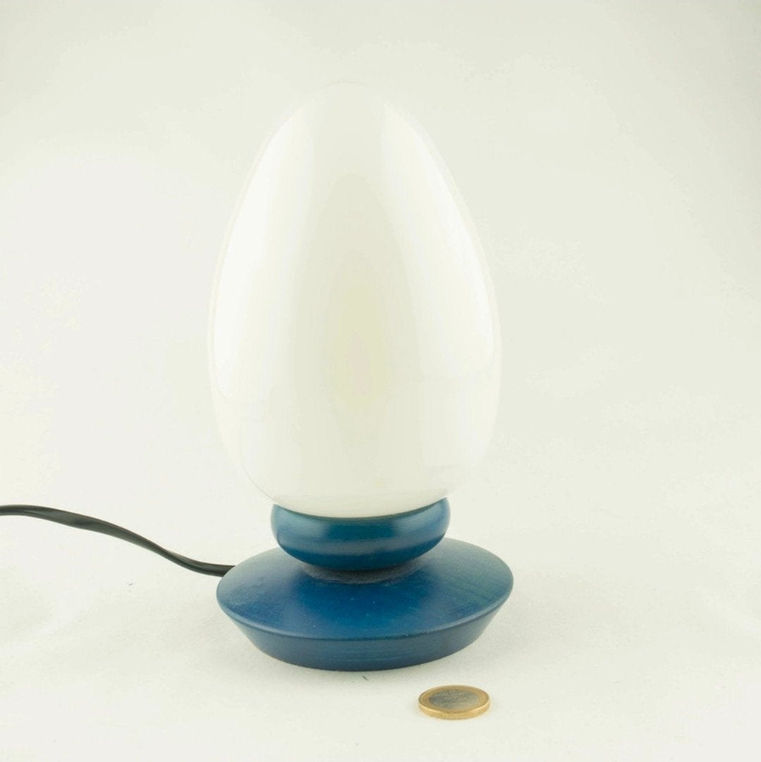 Vintage Glazen Ei Lamp - blauwe voet, Ophalen of Verzenden, Zo goed als nieuw, Nvt, Nvt