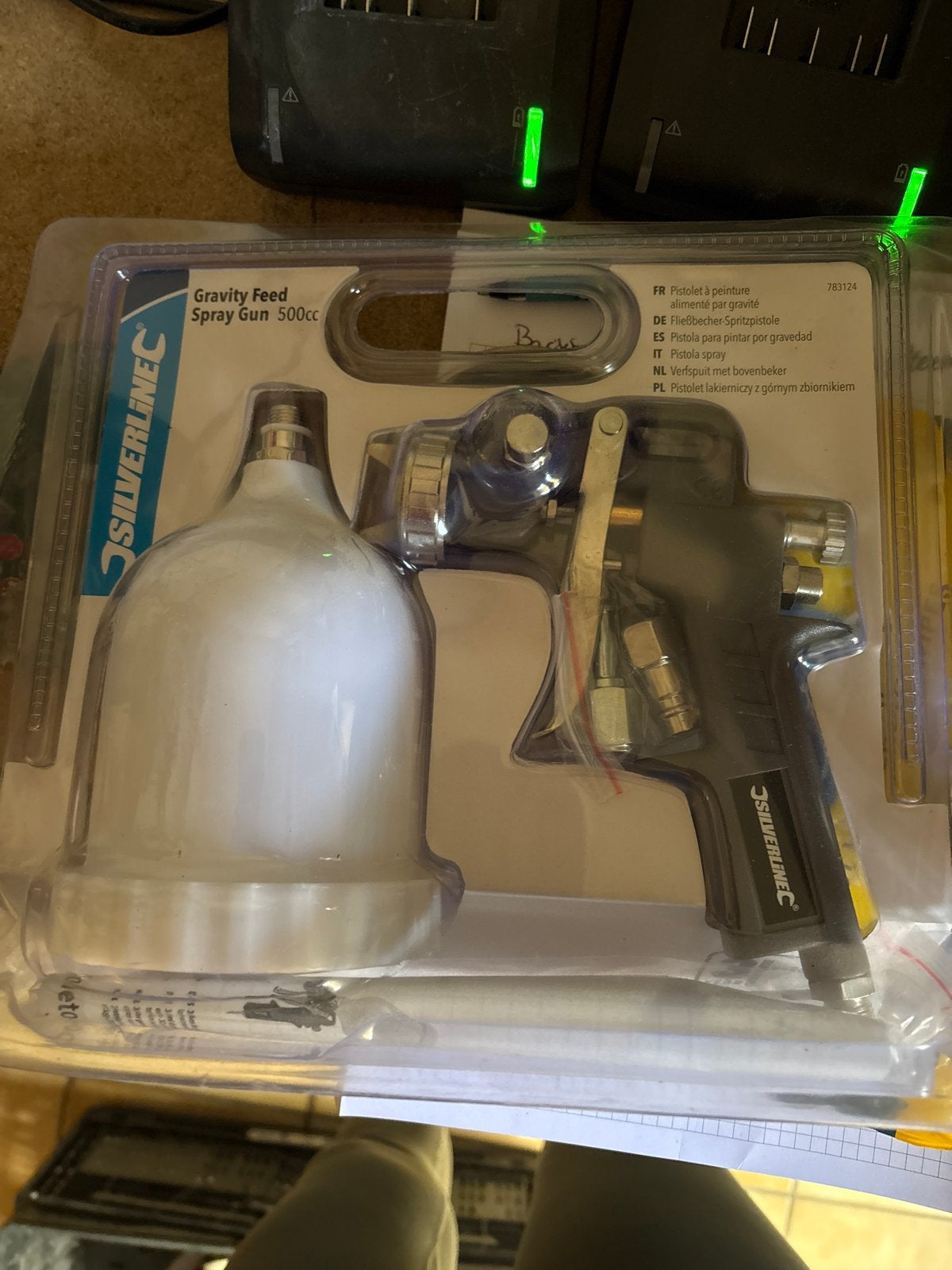 Verfspuit Silverline Gravity Feed Spuitpistool 500cc - Nieuw, Ophalen of Verzenden, Nieuw, Verfspuit of Verfpomp
