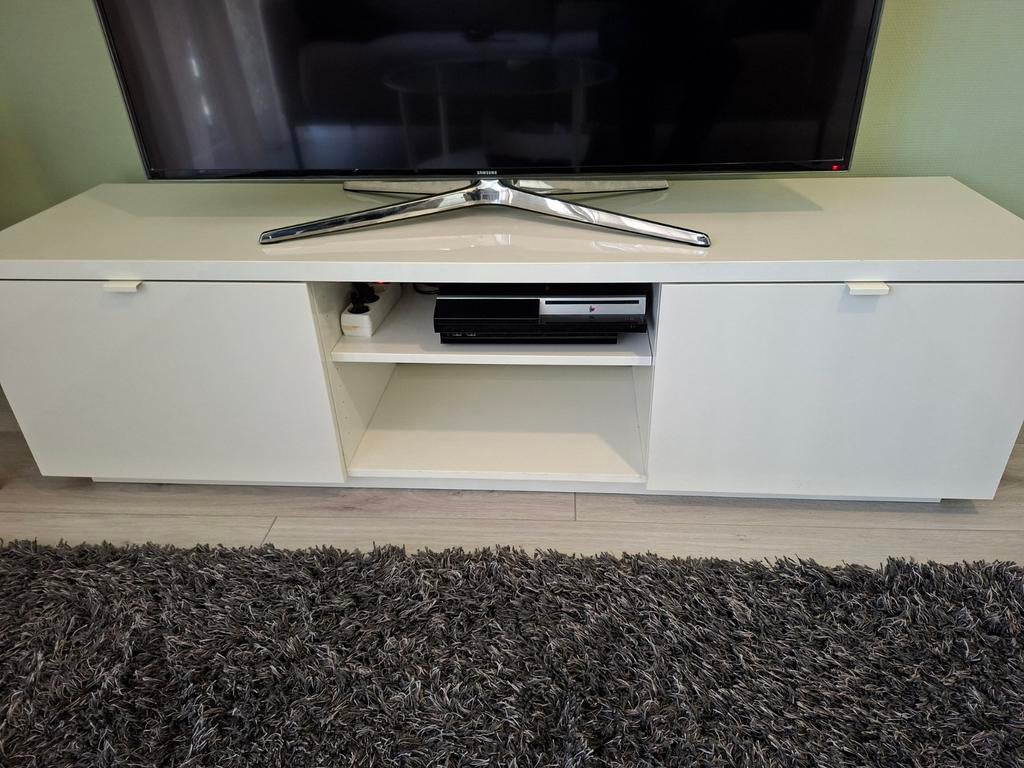 Ikea Byås TV-meubel, hoogglans wit, 160x42x45 cm, Huis en Inrichting, Kasten | Televisiemeubels, Zo goed als nieuw, Minder dan 100 cm