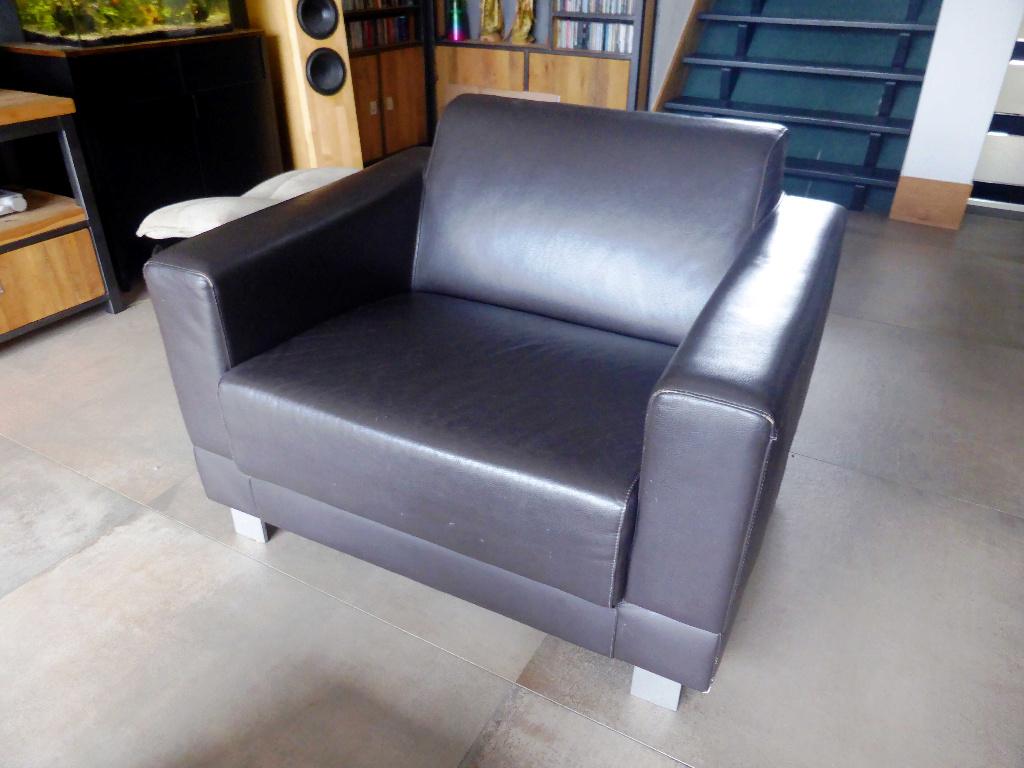 Montel stoel  donker bruin / zwart leer., Huis en Inrichting, Stoelen, Ophalen, Gebruikt, Bruin, Leer