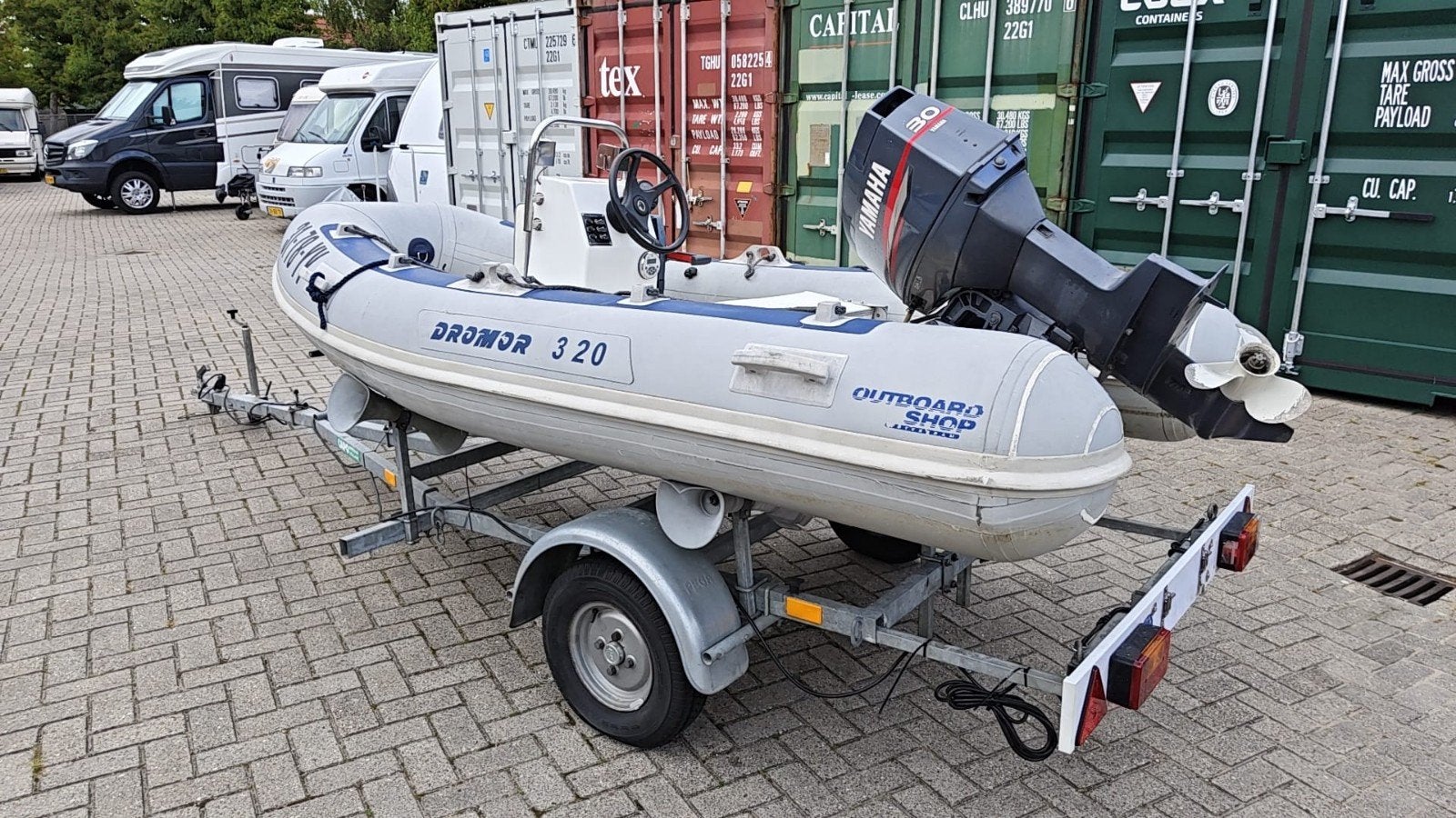 Dromor 320 met yamaha 30 pk BuB, en trailer, Watersport en Boten, Ophalen, Overige merken, Gebruikt, Buitenboordmotor