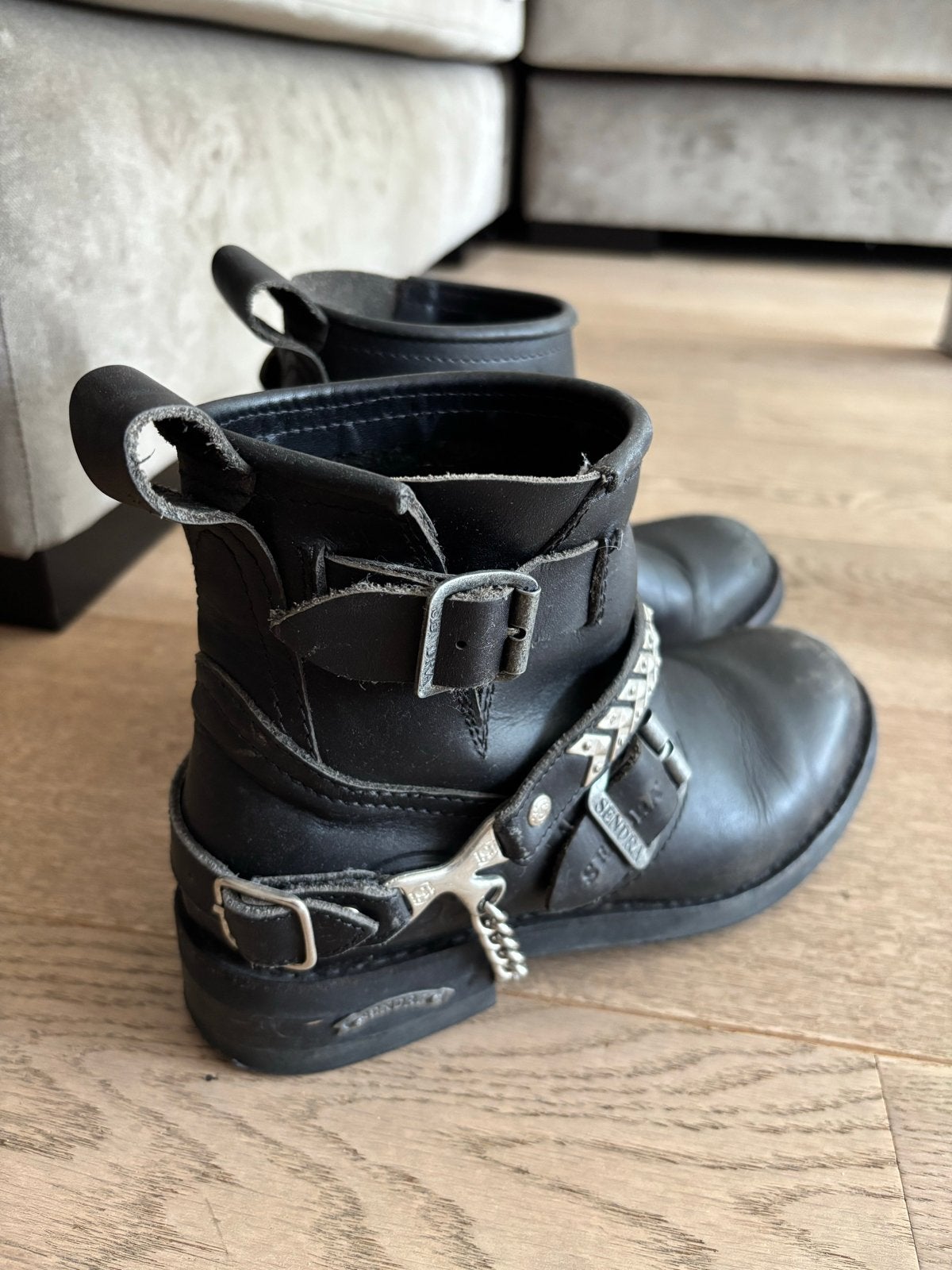 Sendra leren enkellaarzen met zilveren sporen - Maat 37, Zwart, Lage of Enkellaarzen, Ophalen of Verzenden, Gedragen