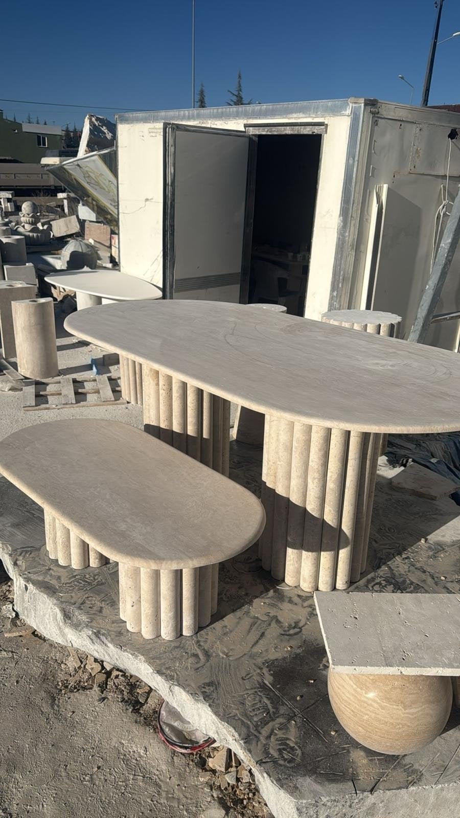 Travertine marmeren meubels te koop, Ophalen, Overige materialen, Nieuw, 50 tot 100 cm