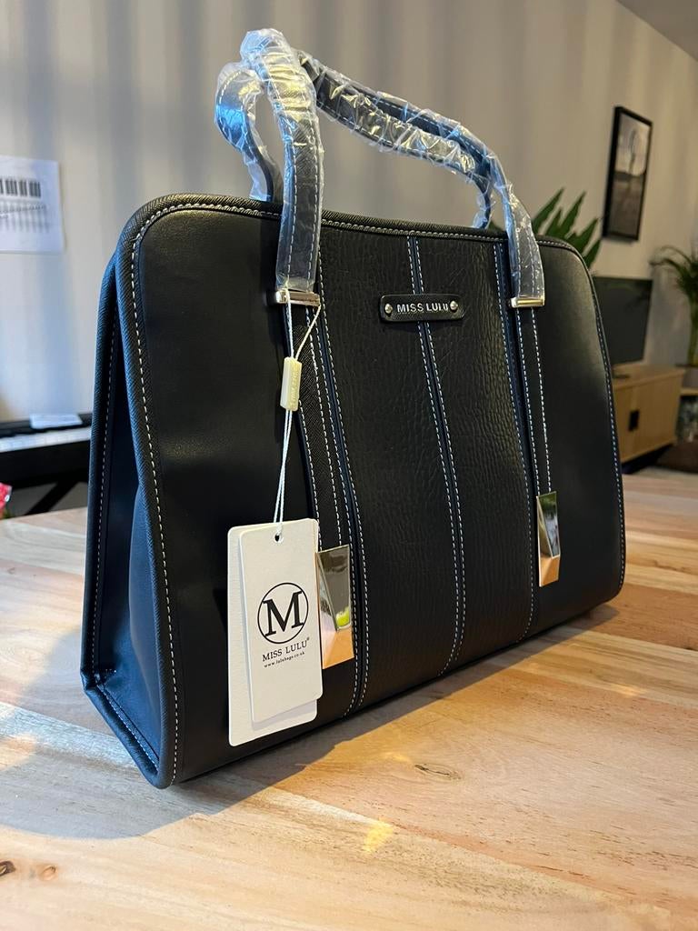 Handtas Schoudertas Miss Lulu Zwart, 30 cm of meer, Zwart, Minder dan 35 cm, Ophalen of Verzenden
