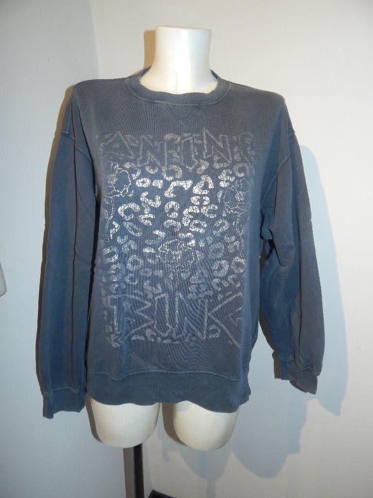 Anine Bing sweater grijs zilveren opdruk met merk XL