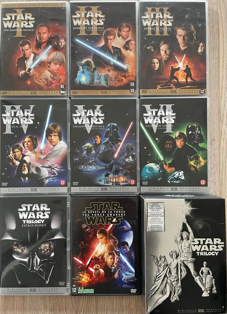11x DVD Star Wars 1 2 3 4 5 6 7 + Bonus Trilogie Nederlands, Gebruikt, Boxset, Ophalen of Verzenden, Science Fiction