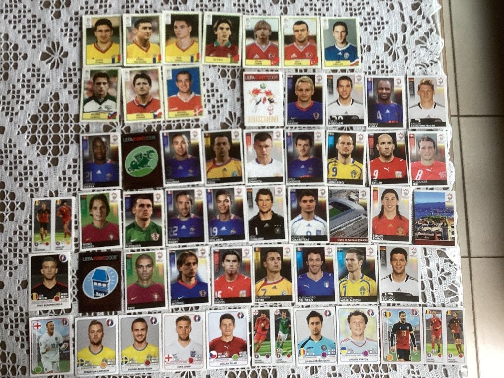 53 stickers Panini voetbal EURO 2000-2008-2016, Ophalen of Verzenden, Gebruikt, Buitenlandse clubs, Poster, Plaatje of Sticker