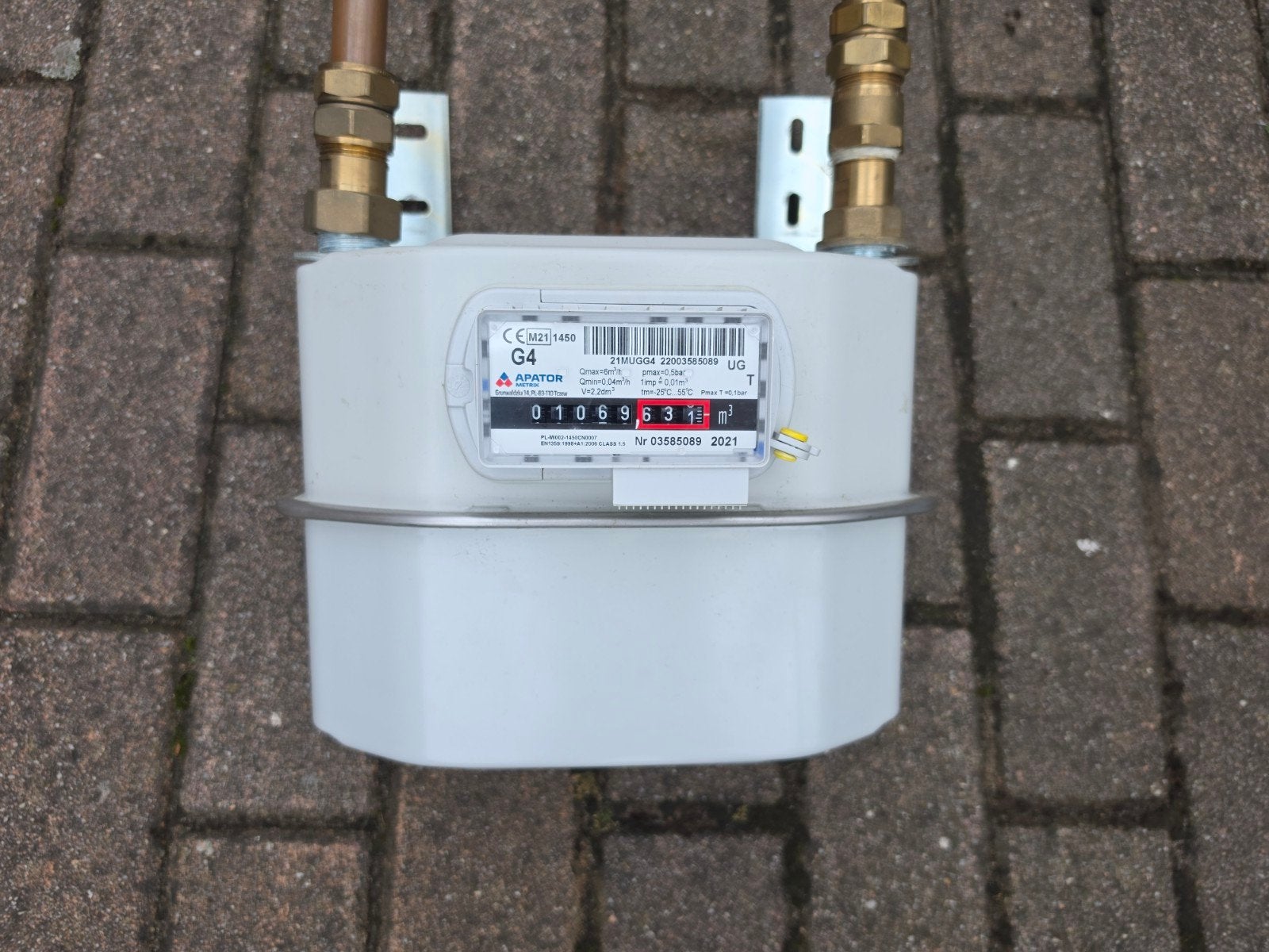 Apator G4 gasmeter met beugel, Verzenden, Gebruikt