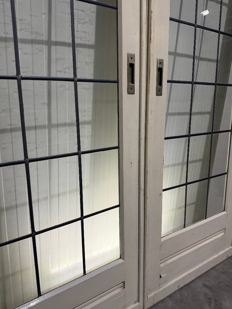 Set schuif / en-suite deuren met glas in lood 202x163cm., Ophalen