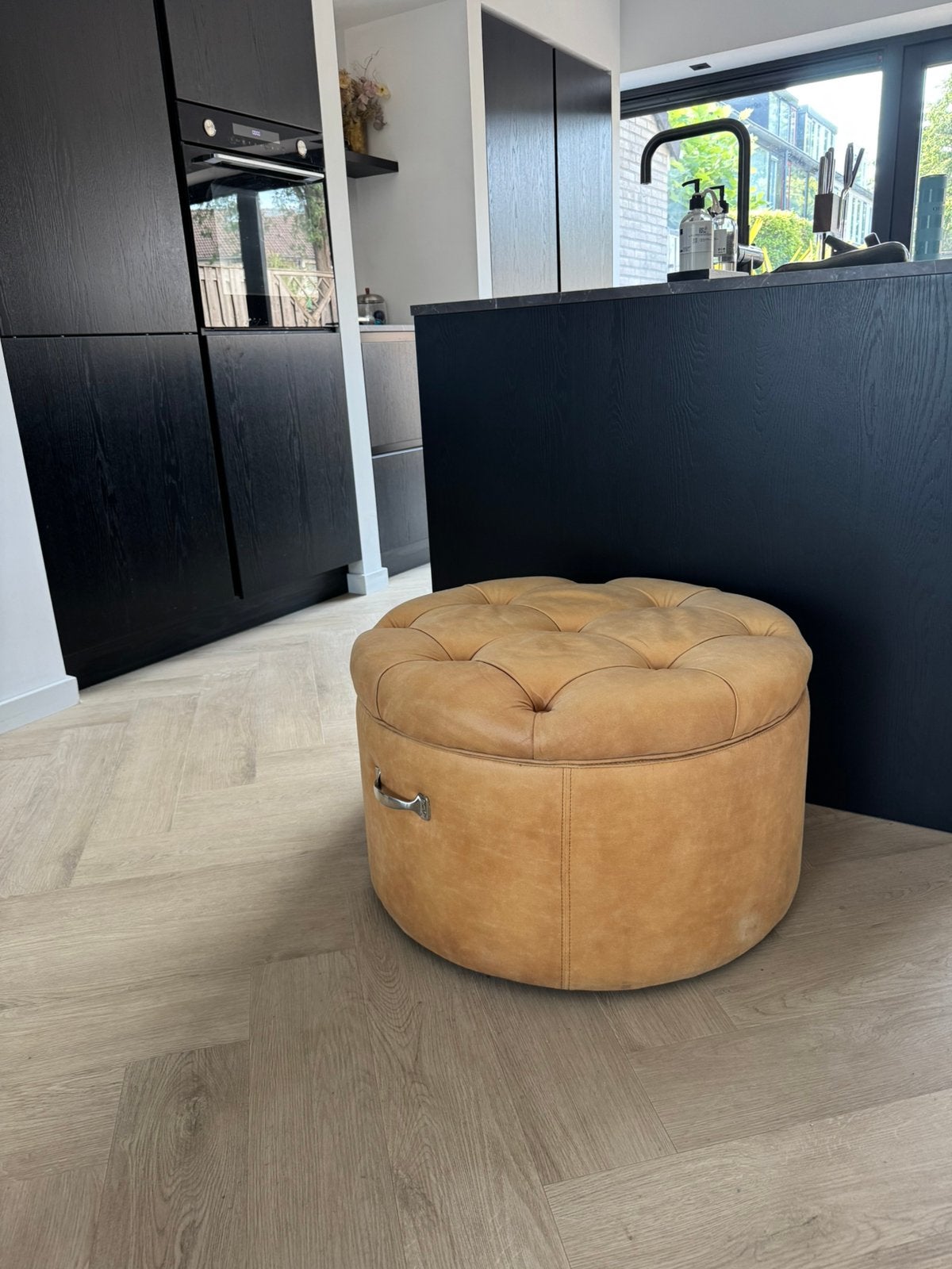 Riviera Maison - Park Avenue Footstool / poef / hocker, Ophalen, Zo goed als nieuw, 50 tot 75 cm