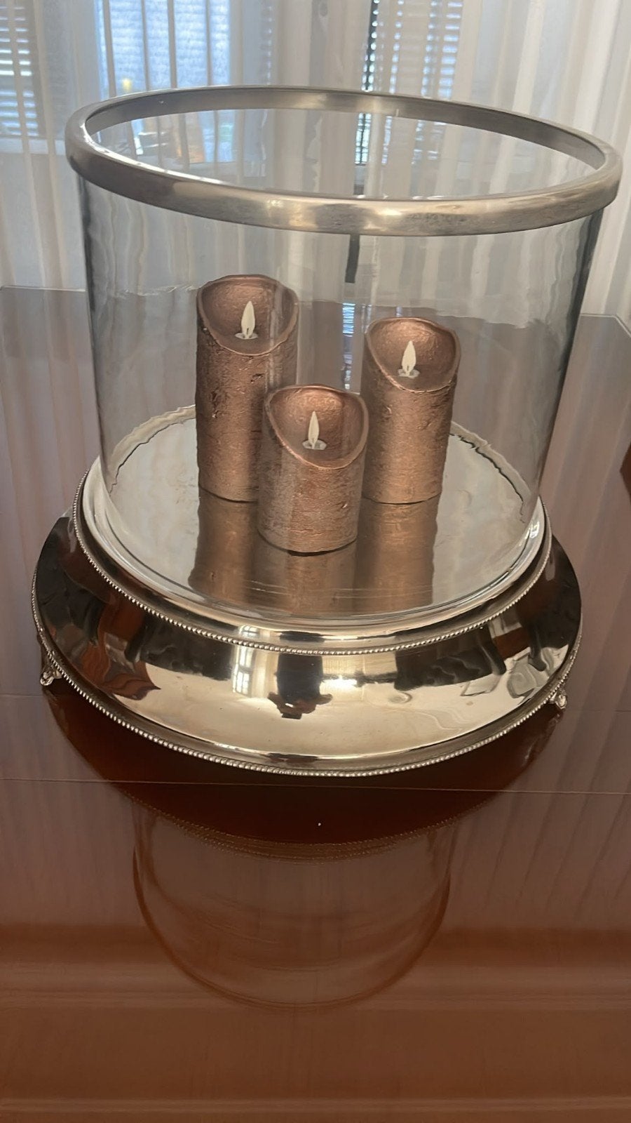 Decoratieve stolp met zilverkleurige ornamenten, Ophalen of Verzenden, Glas, Zilver, Klassiek
