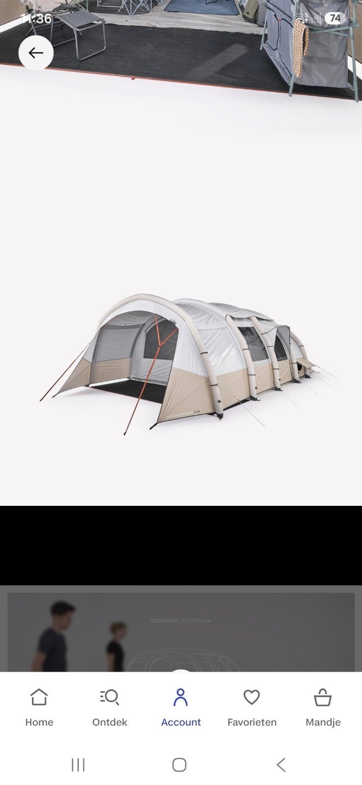 Quechua Air Seconds 6.3 XXL Fresh&Black opblaasbare tent, Ophalen, Zo goed als nieuw, Meer dan 6
