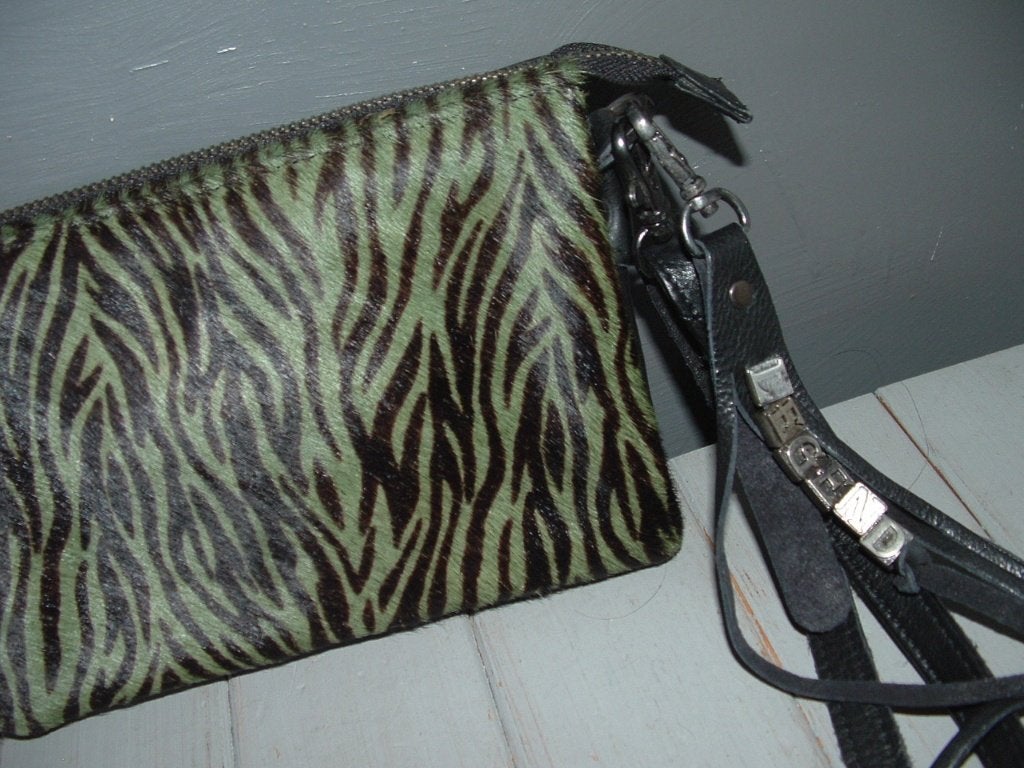 Legend Como Zebra schoudertas clutch vachtje, Ophalen of Verzenden, Zo goed als nieuw, Groen, Leer