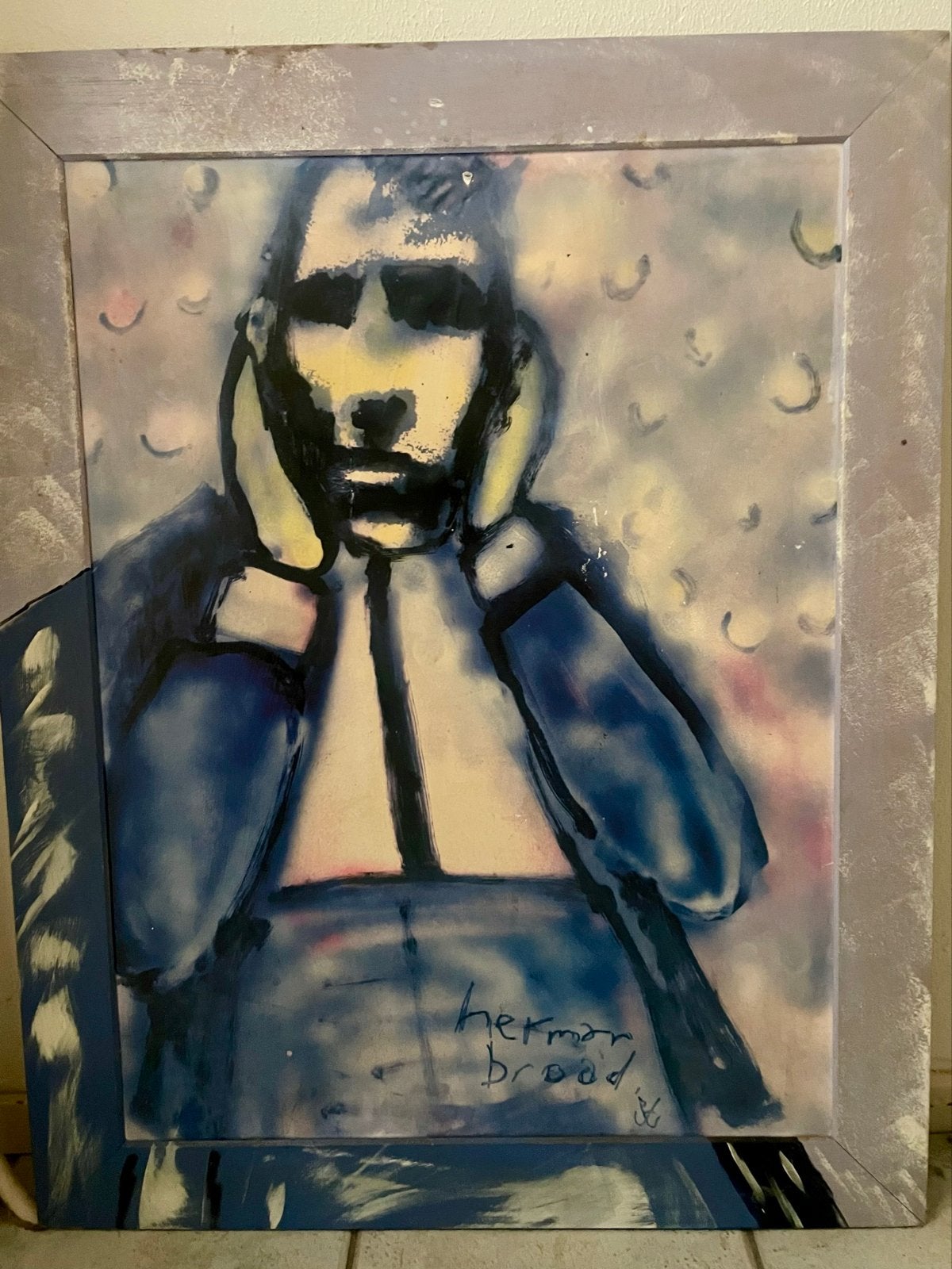 Herman Brood - Zelfportret (Gesigneerd), Acrylverf, Ophalen of Verzenden, Gesigneerd, Overige materialen