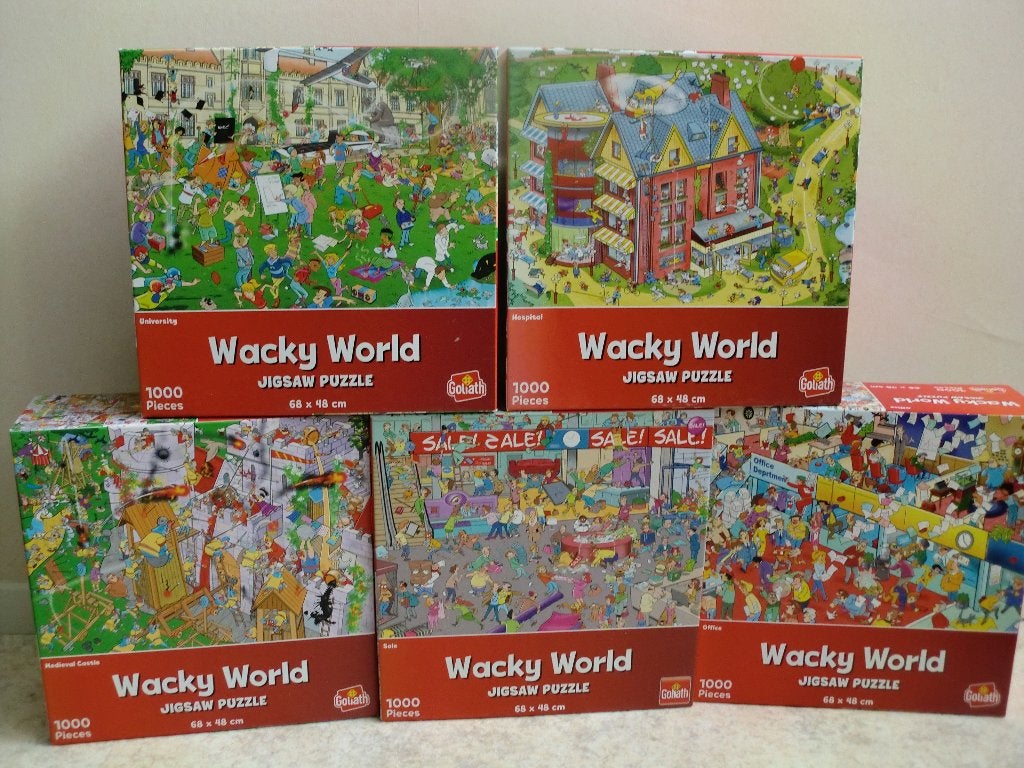 5 x Wacky World puzzels voor €9,00, Ophalen, 500 t/m 1500 stukjes, Gebruikt
