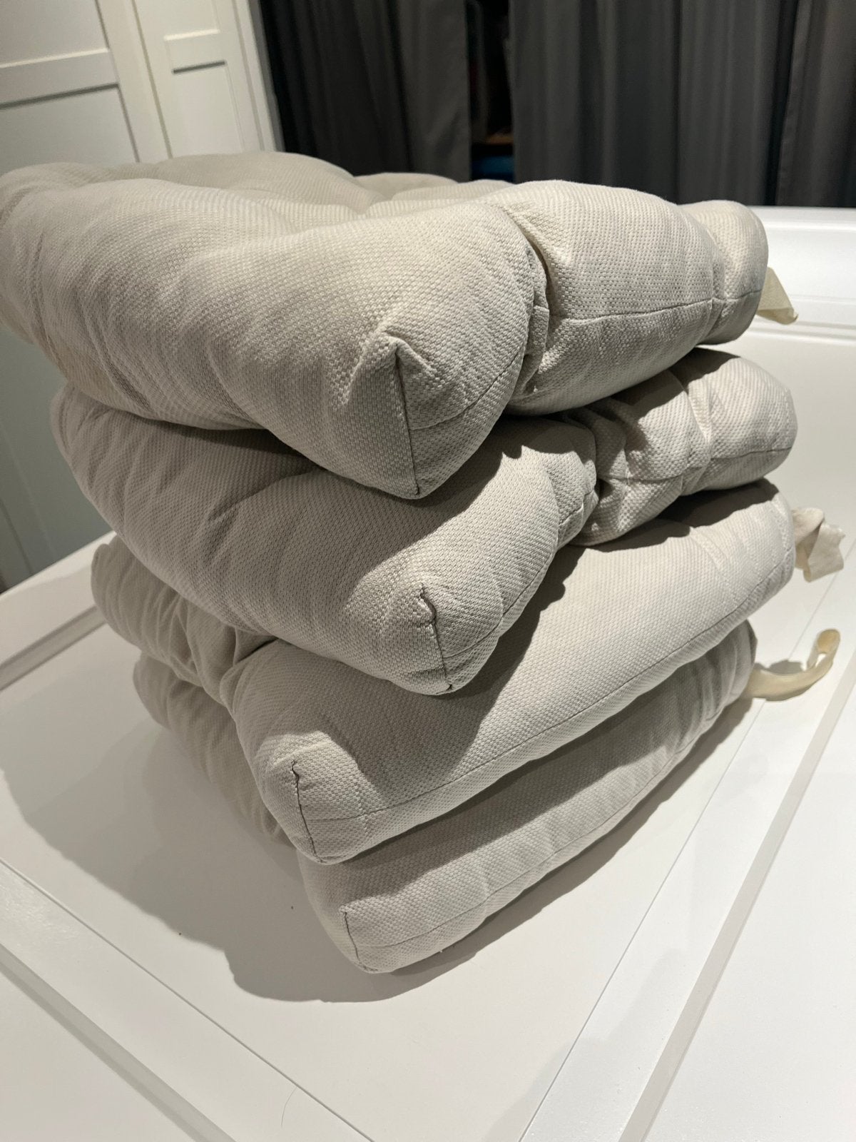 4x IKEA Malinda Stoelkussen - Beige/Gebroken Wit, Gebruikt, Wasbaar, Beige, IKEA