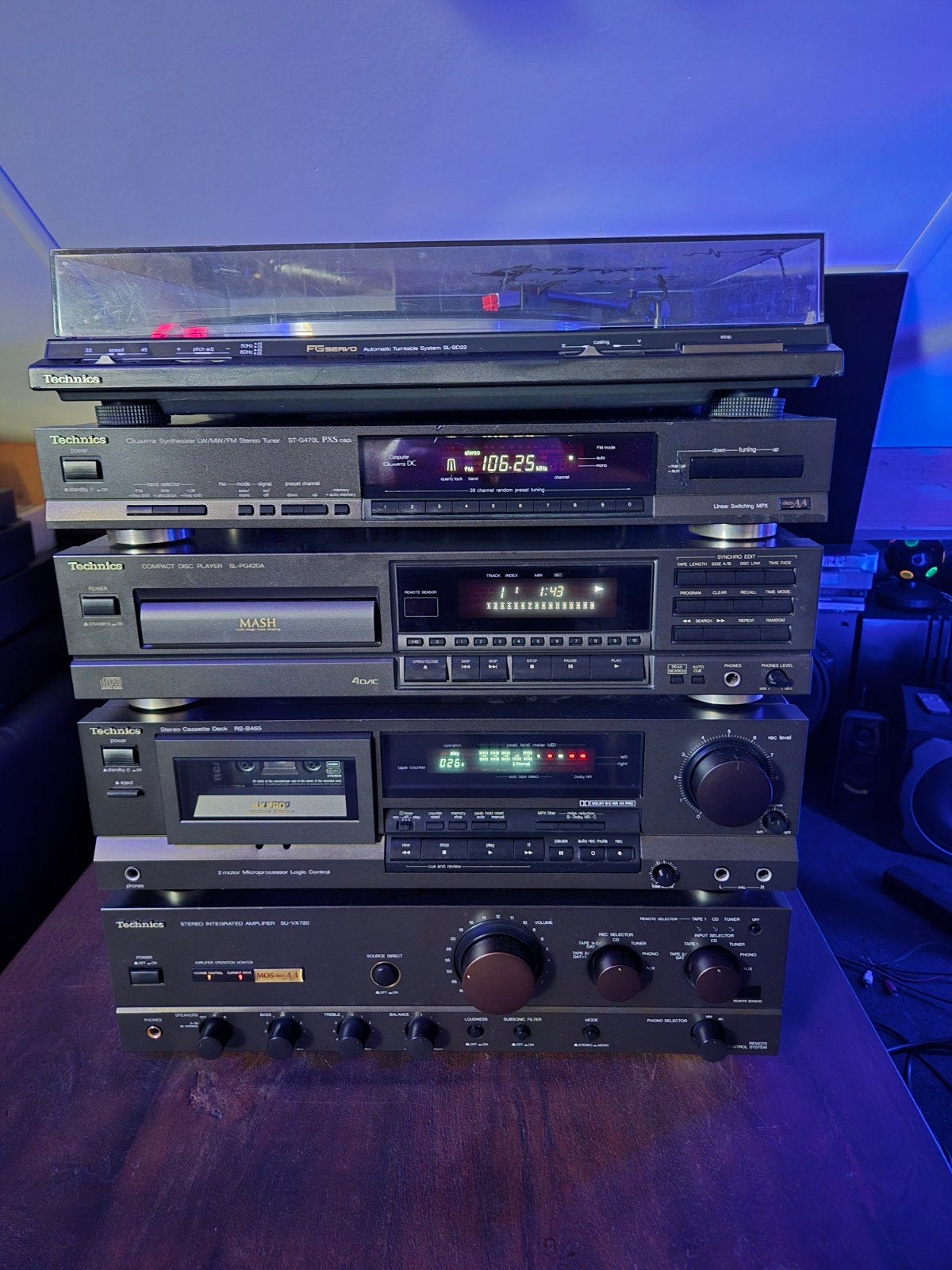 Technics Hifi Set: Versterker, CD, Cassette, Tuner, Platens, Gebruikt, Losse componenten, Cassettedeck, Ophalen