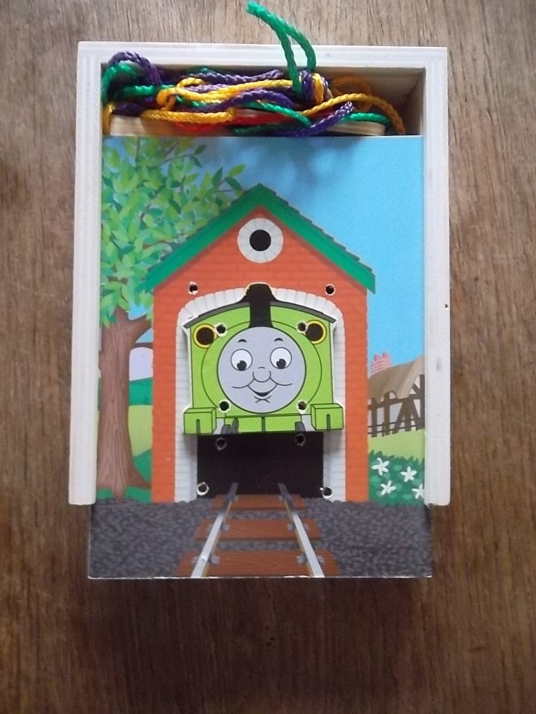 Thomas de Trein houten veterpuzzel 15x19cm, Ophalen of Verzenden, Gebruikt