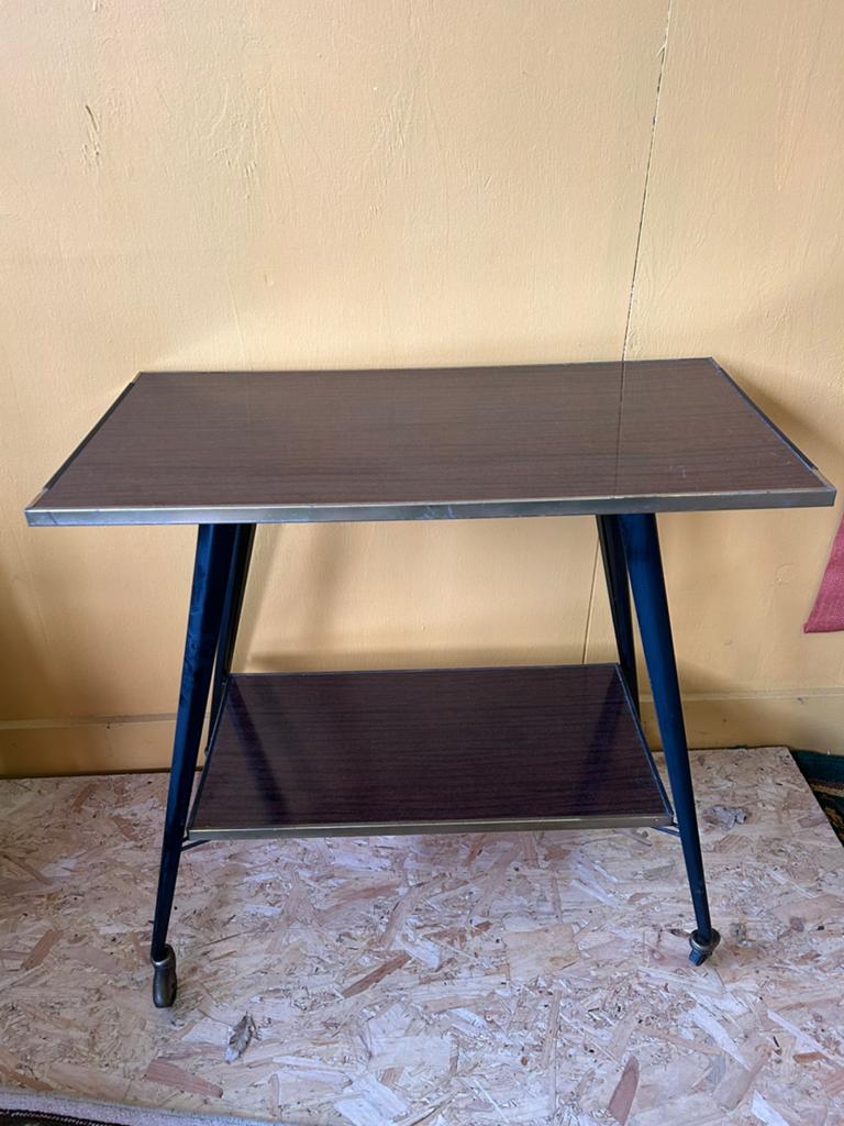 Vintage jaren 70 donkerbruine audio/ platen speler tafel, Ophalen, Huis en Inrichting
